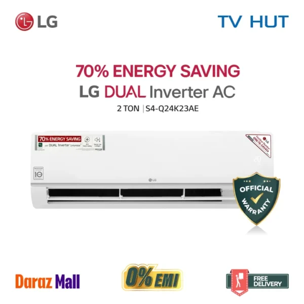 LG S4-Q24K23AE 2 Ton Dual Inverter Deluxe Air Conditioner with Free Delivery