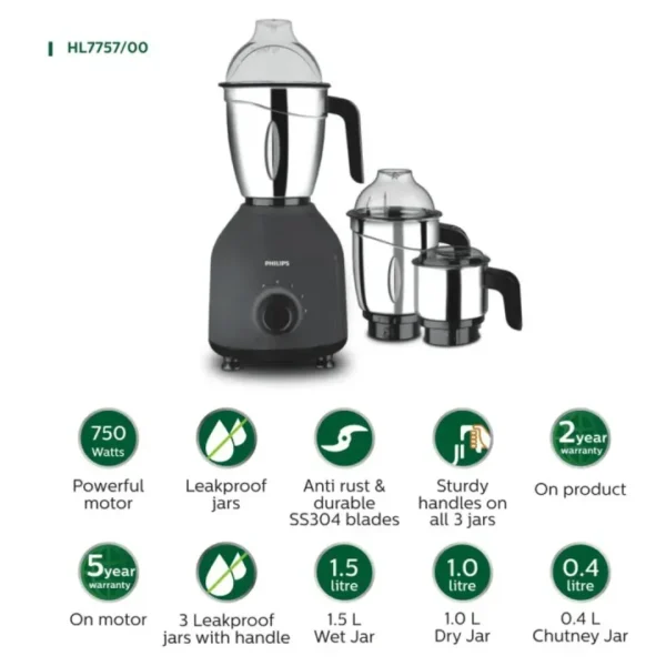 Philips HL7757/00 Daily Collection Mixer Grinder | 750 Watt with Free Delivery